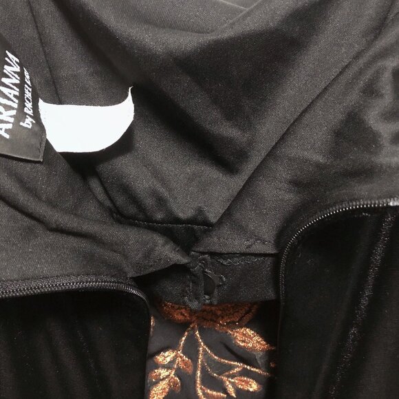 Arianna Black Velvet Copper Rose Embroidery Sleeveless Maxi Dress 14 - Picture 11 of 12